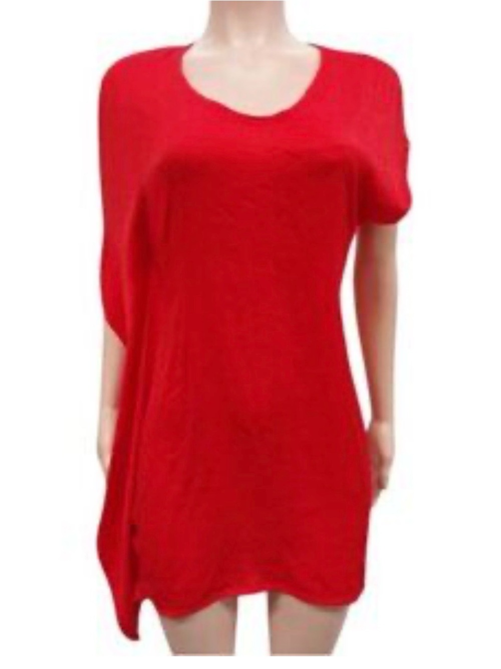 Helmut Lang Red Scoop-Neck Tunic Top
